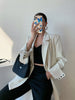TVVOVVIN Simple Blazers Street Coat Metal Buckle Suit Vertical Loose Casual Suit Autumn Jacket White For Women 2022 O7Y0