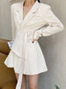 TWOTWINSTYLE Asymmetrical Slim Blazer For Women Notched Collar Long Sleeve Solid Blazers Female Spring Clothing Style 2023