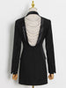 TWOTWINSTYLE Backless Chain Black Blazers Buttons Sexy Slim Notched Long Sleeve Coats Female 2023 Spring Women Clothing