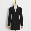 TWOTWINSTYLE Backless Chain Black Blazers Buttons Sexy Slim Notched Long Sleeve Coats Female 2023 Spring Women Clothing