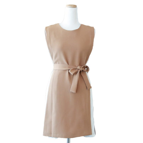 Belt Dress Ladies Sleeveless Patchwork Bow High Waist Ruched Mini Vest Dresses Summer Fashion OL Clothing