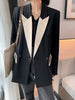 TWOTWINSTYLE Black Blazers For Women Notched Long Sleeve Loose Patchwork Pocket Temperament Blazer Females Autumn Clothing New