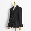 TWOTWINSTYLE Black OL Style Blazers For Females Notched Long Sleeve Solid Minimalist Casual Blazer 2023 Autumn Clothing