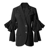 TWOTWINSTYLE Black Patchwork Ruffle Blazer For Women Notched Long Sleeve Korean Casual Blazers Female Clothing 2023
