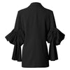 TWOTWINSTYLE Black Patchwork Ruffle Blazer For Women Notched Long Sleeve Korean Casual Blazers Female Clothing 2022
