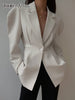 TWOTWINSTYLE Black Spring Blazer For Women Notched Collar Long Sleeve Slim Solid Minimalist Blazers Female Clothing 2023