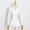 TWOTWINSTYLE Black Temperament Blazer For Women Notched Long Sleeve Hollow Out Casual Blazers Female Clothing 2022