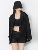 TWOTWINSTYLE Casual Black Blazer For Women Notched Collar Long Sleeve Slim Solid Blazers Female Korean Clothing Style