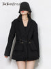 TWOTWINSTYLE Casual Black Blazer For Women Notched Collar Long Sleeve Slim Solid Blazers Female Korean Clothing Style