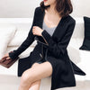 TWOTWINSTYLE Casual Black Blazer For Women V Neck Long Sleeve Side Split Korean Slim Blazers Females 2022 Spring Stylish