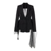 TWOTWINSTYLE Casual Black Irregular Blazer For Women Notched Long Sleeve Korean Patchwork Blazers Female 2022 Summer New