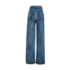 TWOTWINSTYLE Casual Blue Denim Trousers For Women High Waist Loose Straight Full Length Jeans Female 2022 Summer Clothes