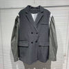 TWOTWINSTYLE Casual Gray Patchwork Blazer For Women Notched Long Sleeve Korean Loose Blazers Female 2022 Spring Clothing