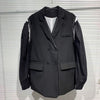 TWOTWINSTYLE Casual Gray Patchwork Blazer For Women Notched Long Sleeve Korean Loose Blazers Female 2022 Spring Clothing