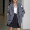 TWOTWINSTYLE Casual Gray Patchwork Blazer For Women Notched Long Sleeve Korean Loose Blazers Female 2022 Spring Clothing