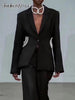 TWOTWINSTYLE Casual Hollow Out Hit Color Women's Blazers Notched Long Sleeve Tassel Slim Suits Female Clothing 2023 New