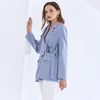 TWOTWINSTYLE Casual Irregular Blazer For Women Notched Long Sleeve Sashes Blue Blazers Female 2022 Autumn Clothing