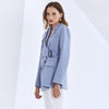 TWOTWINSTYLE Casual Irregular Blazer For Women Notched Long Sleeve Sashes Blue Blazers Female 2022 Autumn Clothing