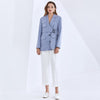 TWOTWINSTYLE Casual Irregular Blazer For Women Notched Long Sleeve Sashes Blue Blazers Female 2022 Autumn Clothing