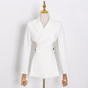 TWOTWINSTYLE Casual Patchwork Women Blazer Notched Long Sleeve High Waist Waistless Irregular Suits Female Clothing New