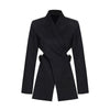TWOTWINSTYLE Casual Patchwork Women Blazer Notched Long Sleeve High Waist Waistless Irregular Suits Female Clothing New