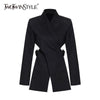 TWOTWINSTYLE Casual Patchwork Women Blazer Notched Long Sleeve High Waist Waistless Irregular Suits Female Clothing New