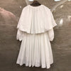 TWOTWINSTYLE Casual Patchwork Women Dress V Neck Lantern Long Sleeve High Waist Ruffle Pleated Dresses For Female Tide