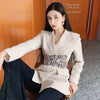 TWOTWINSTYLE Casual Slim Colorblock Leopard Blazer Female Notched Long Sleeve Vintage Coat For Women Autumn Style 2022