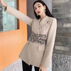 TWOTWINSTYLE Casual Slim Colorblock Leopard Blazer Female Notched Long Sleeve Vintage Coat For Women Autumn Style 2022