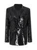 TWOTWINSTYLE Casual Solid Patchwork Sequin Loose Blazer Female Notched Long Sleeve Coat For Women Autumn Style 2022 New