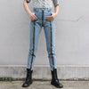 TWOTWINSTYLE Casual Split Jeans For Women High Waist Patchwork Zipper Irregular Hem Streetwear Denim Pants Female New