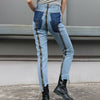 TWOTWINSTYLE Casual Split Jeans For Women High Waist Patchwork Zipper Irregular Hem Streetwear Denim Pants Female New