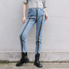 TWOTWINSTYLE Casual Split Jeans For Women High Waist Patchwork Zipper Irregular Hem Streetwear Denim Pants Female New