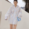 TWOTWINSTYLE Casual Two Piece Set For Women Lapel Batwing Long Sleeve Backless Tops High Waist Short Pants Loose Sets Female New