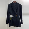TWOTWINSTYLE Cut Out Blazer For Women Notched Collar Long Sleeve Asymmetrical Backless Solid Blazers Female Spring Clothing 2023