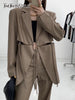 TWOTWINSTYLE Cut Out Blazer For Women Notched Collar Long Sleeve Solid High Street Blazers Female Korean Clothing Style