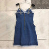 Denim Mini Dress V Neck Off Shoulder Double Breasted Bodycon Spaghetti Strap Dresses Female Summer Fashion Sexy New
