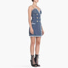 Denim Mini Dress V Neck Off Shoulder Double Breasted Bodycon Spaghetti Strap Dresses Female Summer Fashion Sexy New