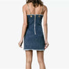 Denim Mini Dress V Neck Off Shoulder Double Breasted Bodycon Spaghetti Strap Dresses Female Summer Fashion Sexy New