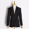 TWOTWINSTYLE Elegant OL Style Blazer For Women Lapel Collar Long Sleeve Tunic Loose Ruched Suit Female Clothing 2023 New