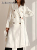 TWOTWINSTYLE Elegant White Blazer For Women Notched Collar Long Sleeve Double Breasted Spring Blazers Female 2023 Style