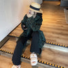 TWOTWINSTYLE Green Leopard Graphic Female Blazer Notched Long Sleeve Temperament Colorblock Loose Women's Coat 2022 Autumn New