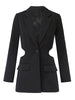 TWOTWINSTYLE High Street Black Blazer For Women Notched Long Sleeve Single Button Cut Out Coats Female Spring Clothing