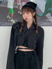 TWOTWINSTYLE High Street Plain Short Blazers For Women Notched Loose Long Sleeve Lace Up Coats Female 2022 Spring Style