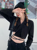 TWOTWINSTYLE High Street Plain Short Blazers For Women Notched Loose Long Sleeve Lace Up Coats Female 2022 Spring Style