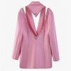 TWOTWINSTYLE Hollow Out Patchwork Diamond Blazer For Women Notched Long Sleeve Casual Solid Blazers Female Clothes