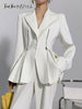 TWOTWINSTYLE Korean Blazer For Women Notched Collar Long Sleeve Patchwork Zipper Solid Blazers Female Spring Clothing Style New