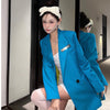 TWOTWINSTYLE Korean Solid Blazer For Women Notched Collar Long Sleeve Double Breasted Loose Coats Female Autumn Clothing