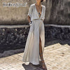 Maxi Women's Dress Summer Beach V Neck Tunic High Waist Split Sexy Long Holiday Dresses 2022 Fashion Casual Clothes
