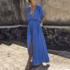 Maxi Women's Dress Summer Beach V Neck Tunic High Waist Split Sexy Long Holiday Dresses 2022 Fashion Casual Clothes
